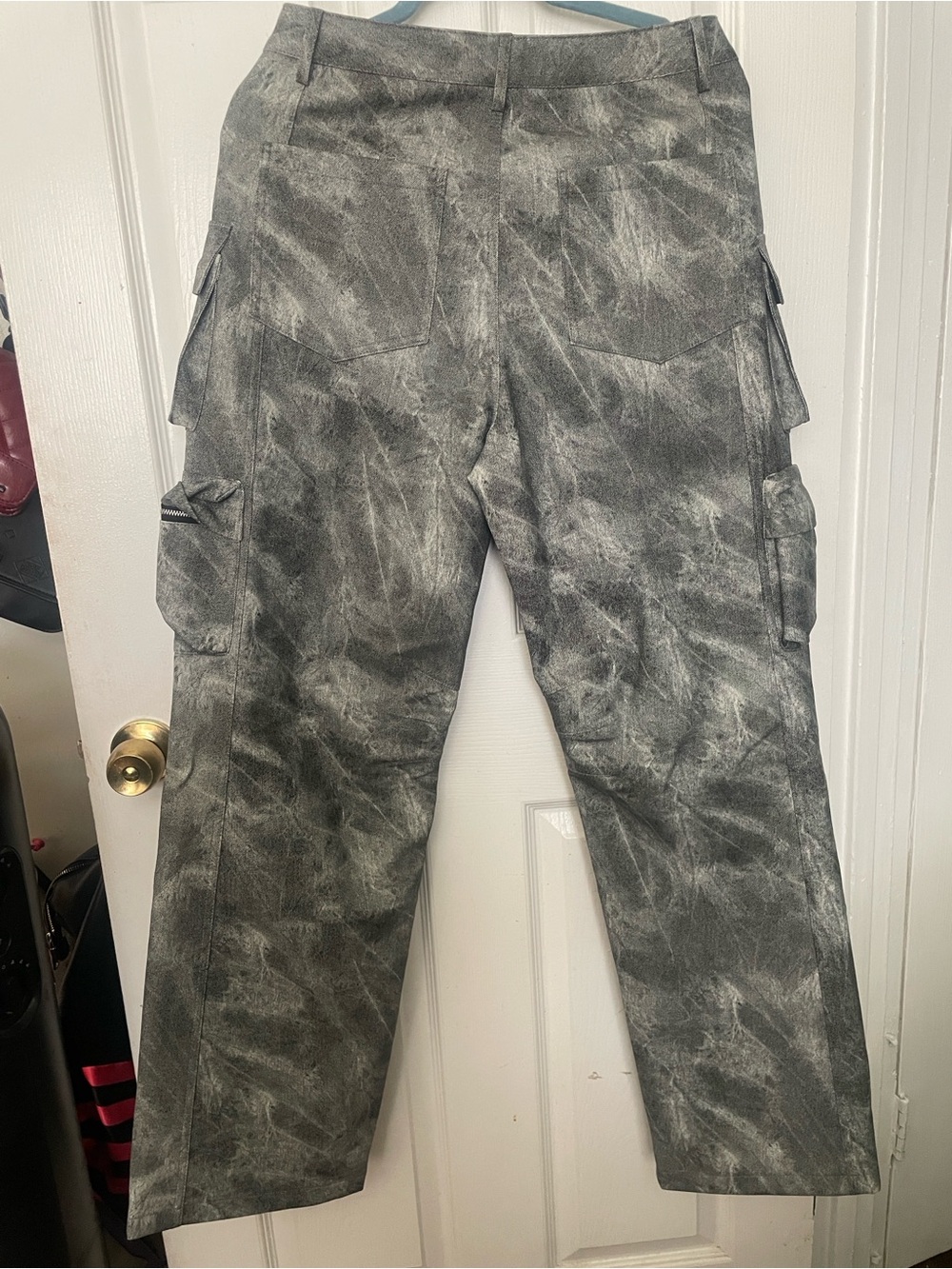 Fashion Nova Harvey Washed Faux Leather Cargo Pants - Charcoal Medium NWT - Picture 3 of 4